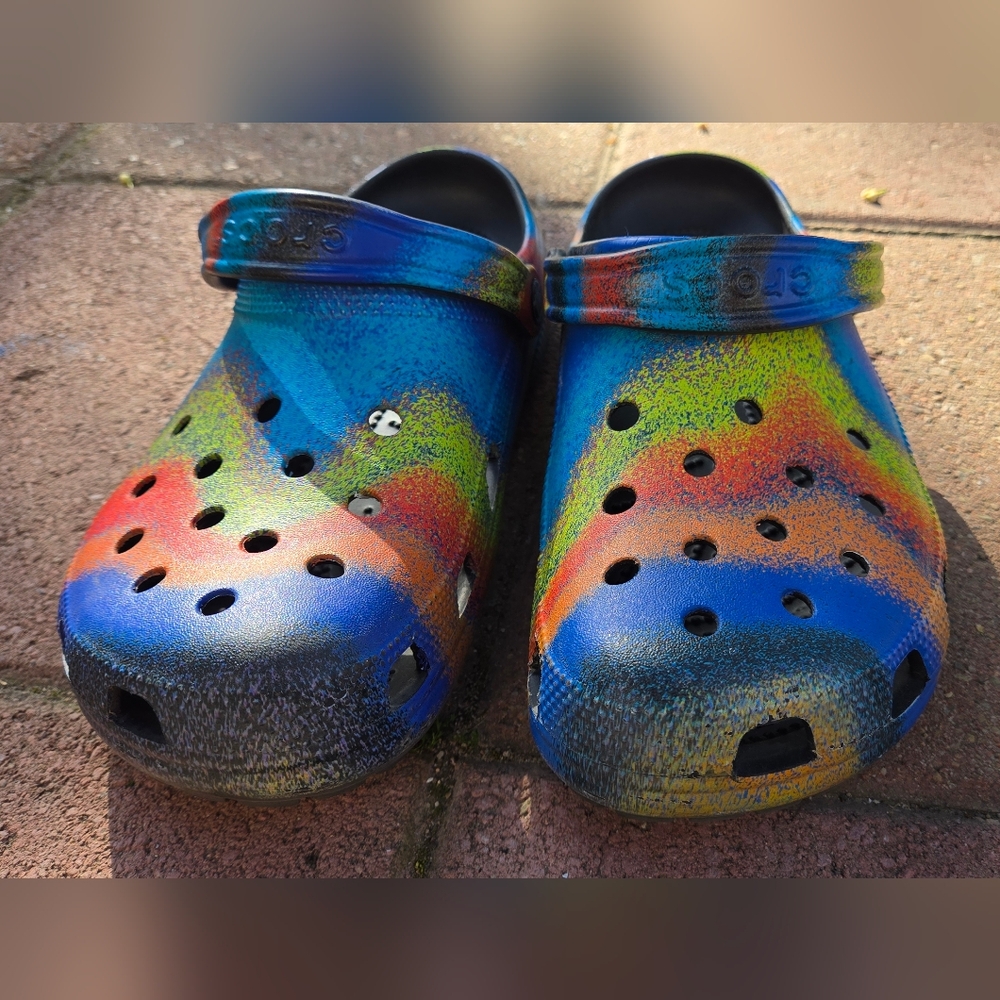 CROCS Tie-Dye Style Clogs in Blue, Green, Red, Orange